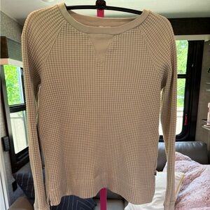 The North Face Tan V-Neck Sweater Waffle-Knit